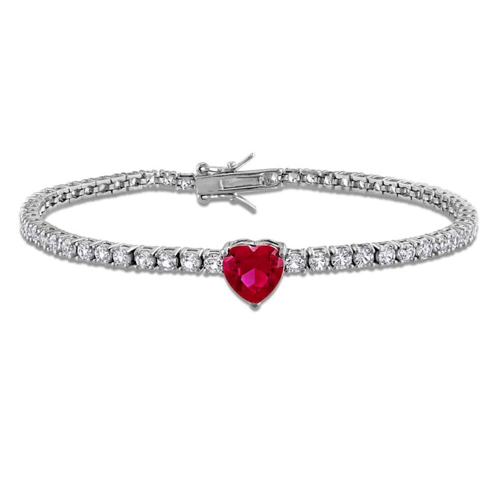 8.06 Carat (ctw) Lab-Created Ruby and White Sapphire Bracelet Sterling Silver